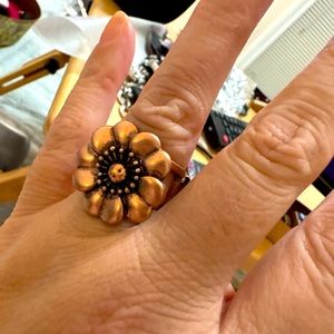 Large Copper Flower Ring